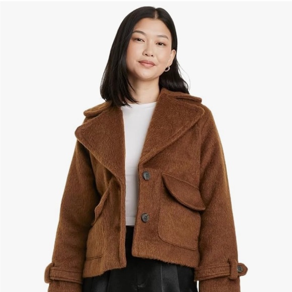 a new day Jackets & Blazers - Wool-Blend Brown Short Coat - Women's Jacket a new day